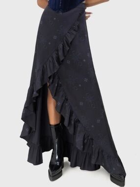 KILLSTAR Ruffled Wrap Maxi Skirt